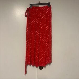 AFRM polka pink white dot midi rayon blend wrap skirt Size XS